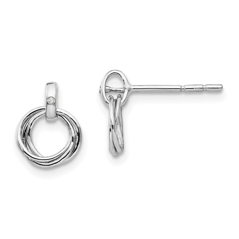 White Ice Ohrstecker aus rhodiniertem Sterlingsilber mit drei Ringen und Diamanten