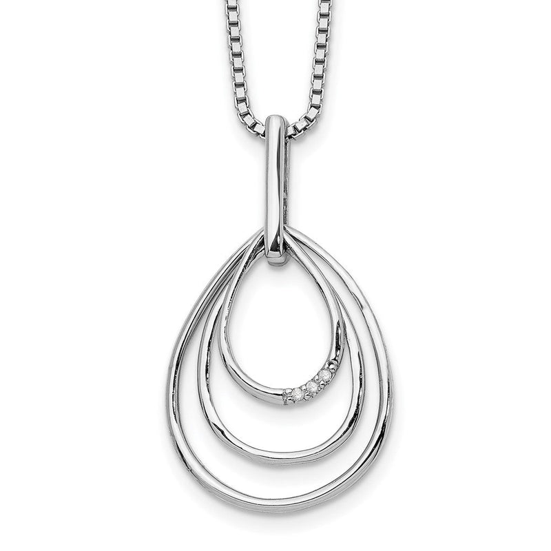 Sterlingsilber Weiß Eis Rhodiniert 18 Zoll Diamant Fantasie Tropfen Halskette mit 2 Verlängerung