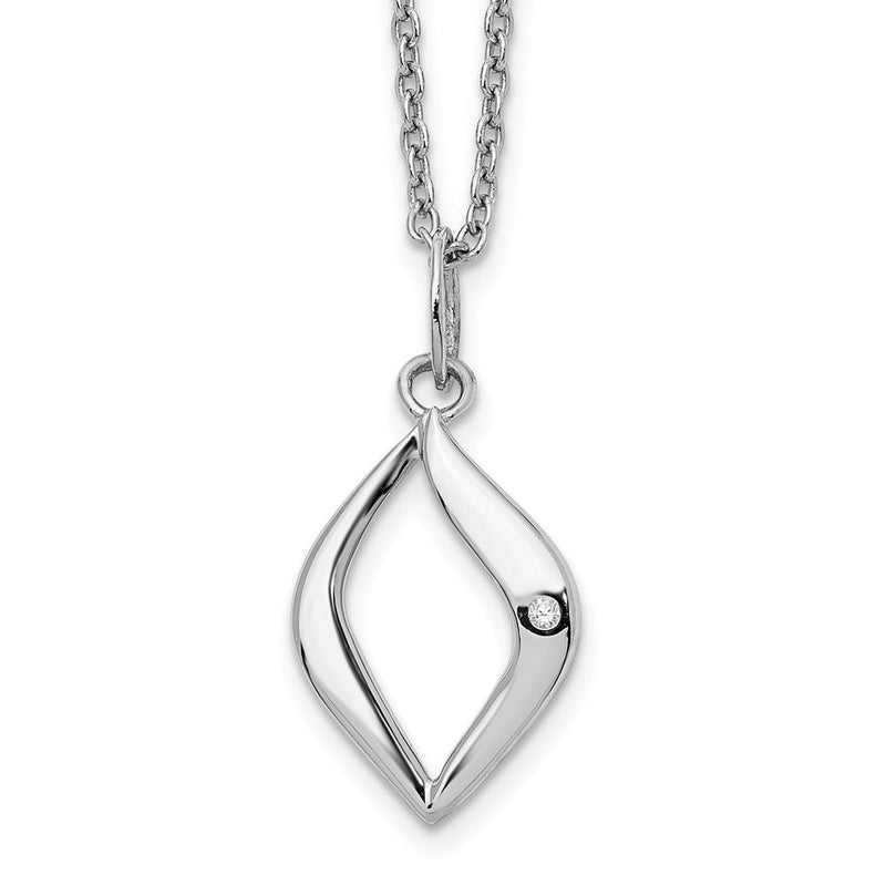 Sterlingsilber Weiß Eis Rhodiniert 18 Zoll Diamant Halskette mit 2 Verlängerung