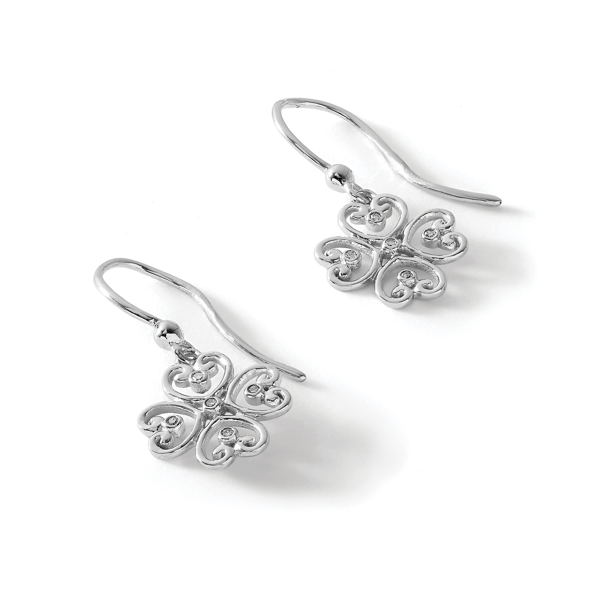 White Ice Diamant-Ohrhänger aus rhodiniertem Sterlingsilber mit French-Wire-Verschluss