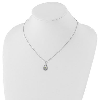 Sterlingsilber Rhodiniert Weiß Eis mit Peridot mit 2 Zoll Verlängerung Halskette