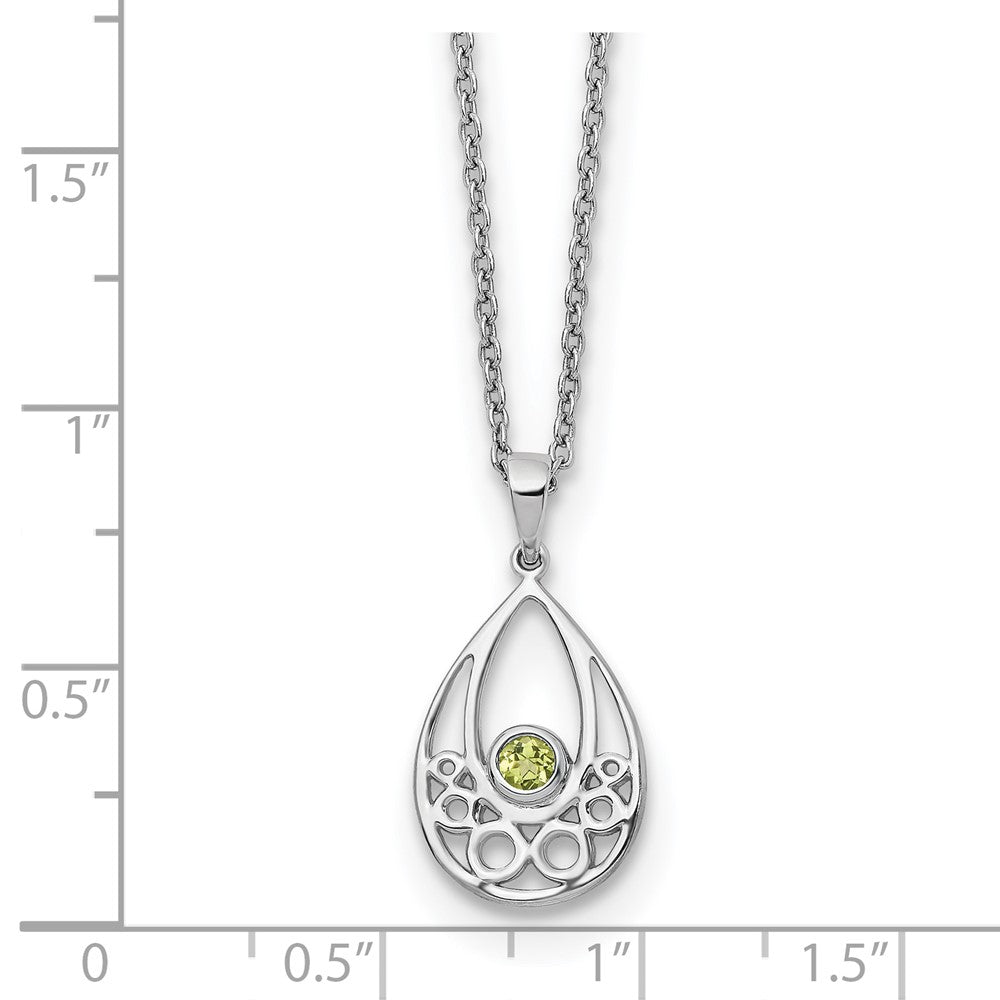 Sterlingsilber Rhodiniert Weiß Eis mit Peridot mit 2 Zoll Verlängerung Halskette