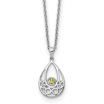 Sterlingsilber Rhodiniert Weiß Eis mit Peridot mit 2 Zoll Verlängerung Halskette