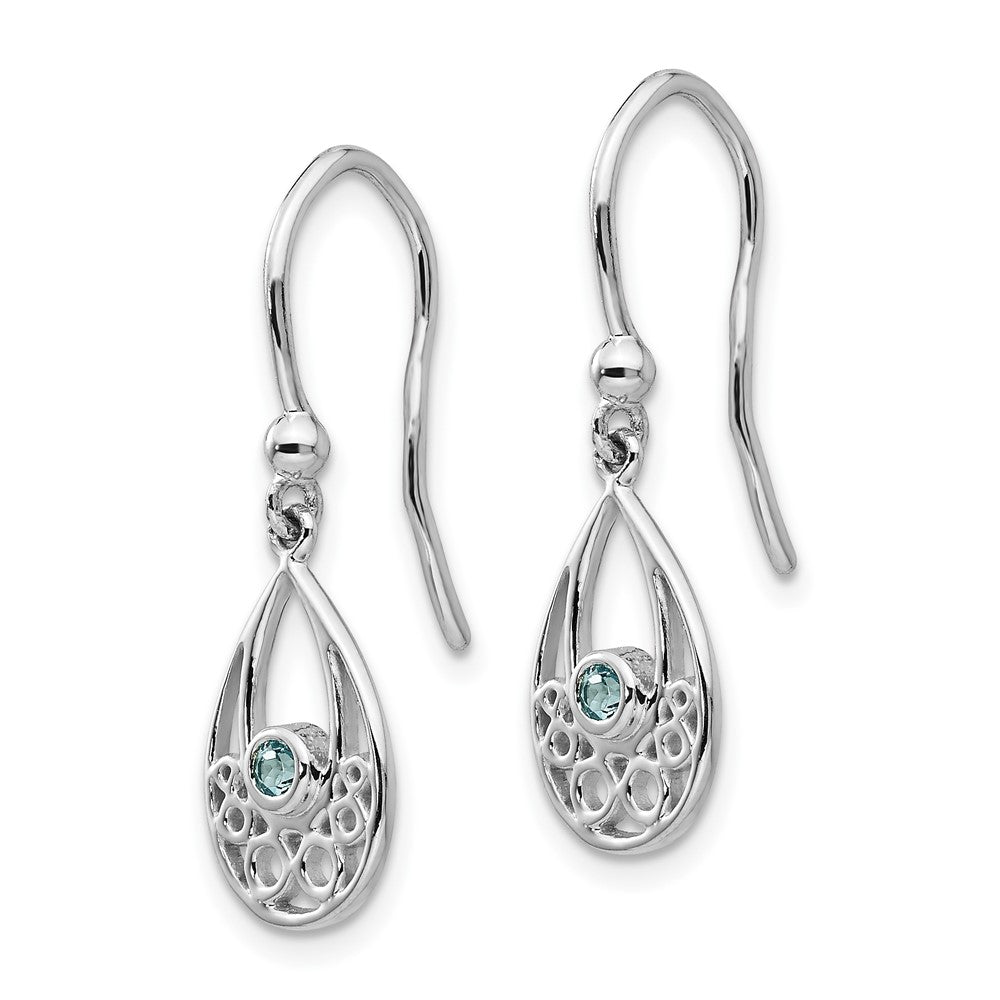 Ohrhänger aus rhodiniertem Sterlingsilber mit Blautopas am Ohrhaken