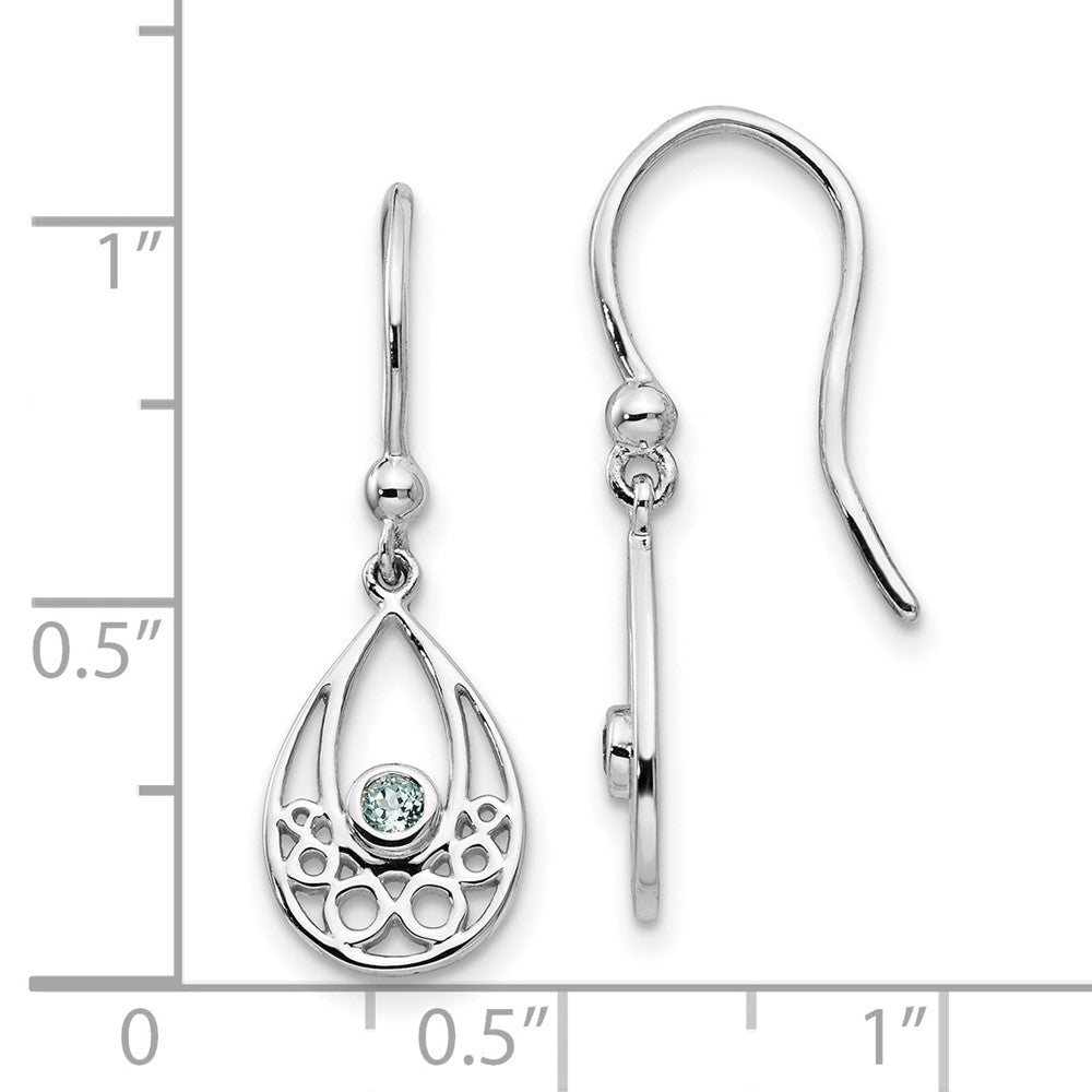Ohrhänger aus rhodiniertem Sterlingsilber mit Blautopas am Ohrhaken