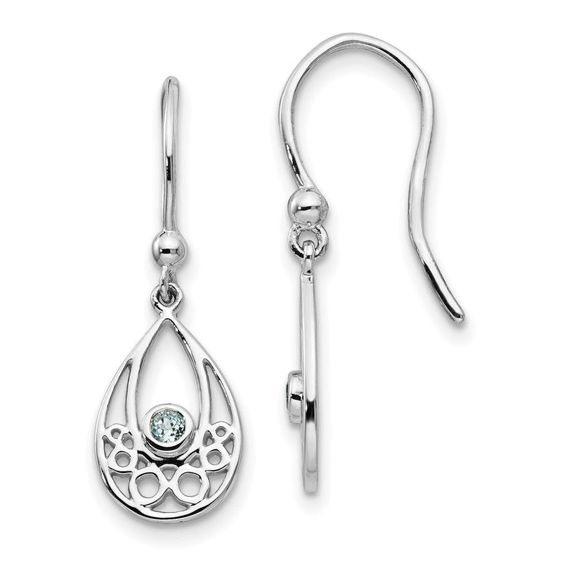 Ohrhänger aus rhodiniertem Sterlingsilber mit Blautopas am Ohrhaken