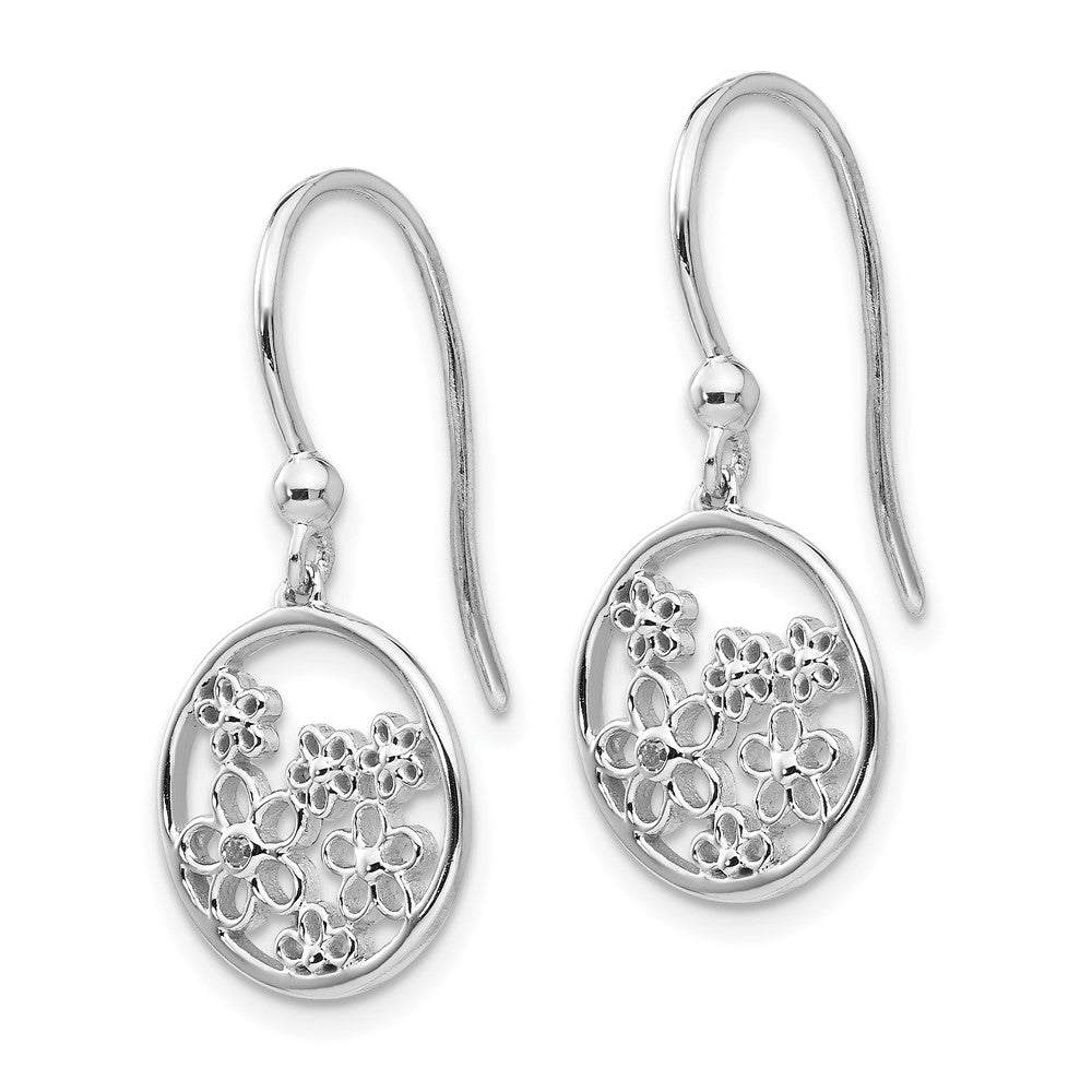 White Ice Ohrhänger aus rhodiniertem Sterlingsilber mit Diamant-Blume und Ohrhaken