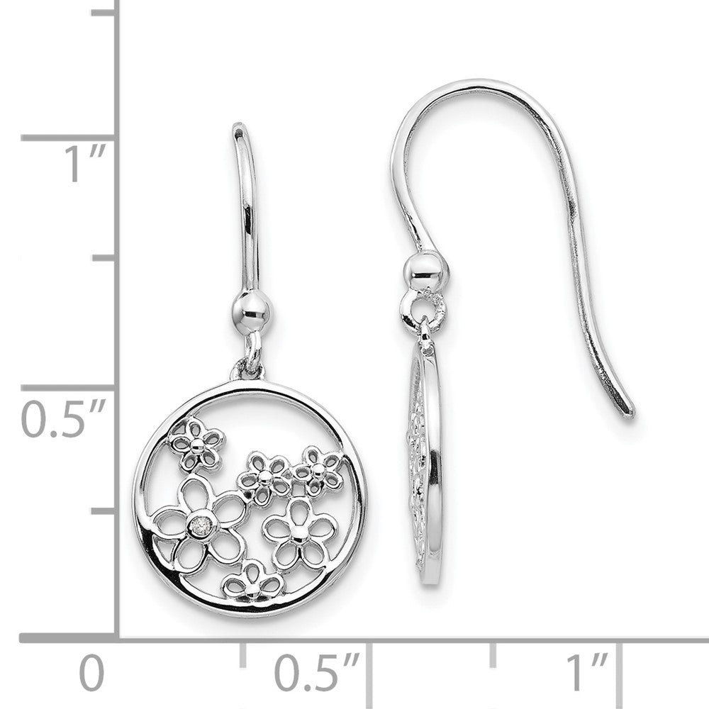 White Ice Ohrhänger aus rhodiniertem Sterlingsilber mit Diamant-Blume und Ohrhaken
