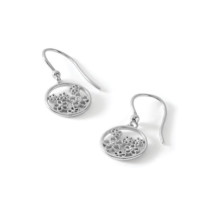 White Ice Ohrhänger aus rhodiniertem Sterlingsilber mit Diamant-Blume und Ohrhaken