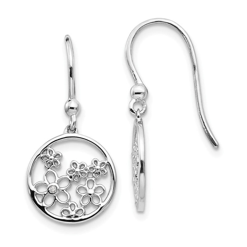 White Ice Ohrhänger aus rhodiniertem Sterlingsilber mit Diamant-Blume und Ohrhaken