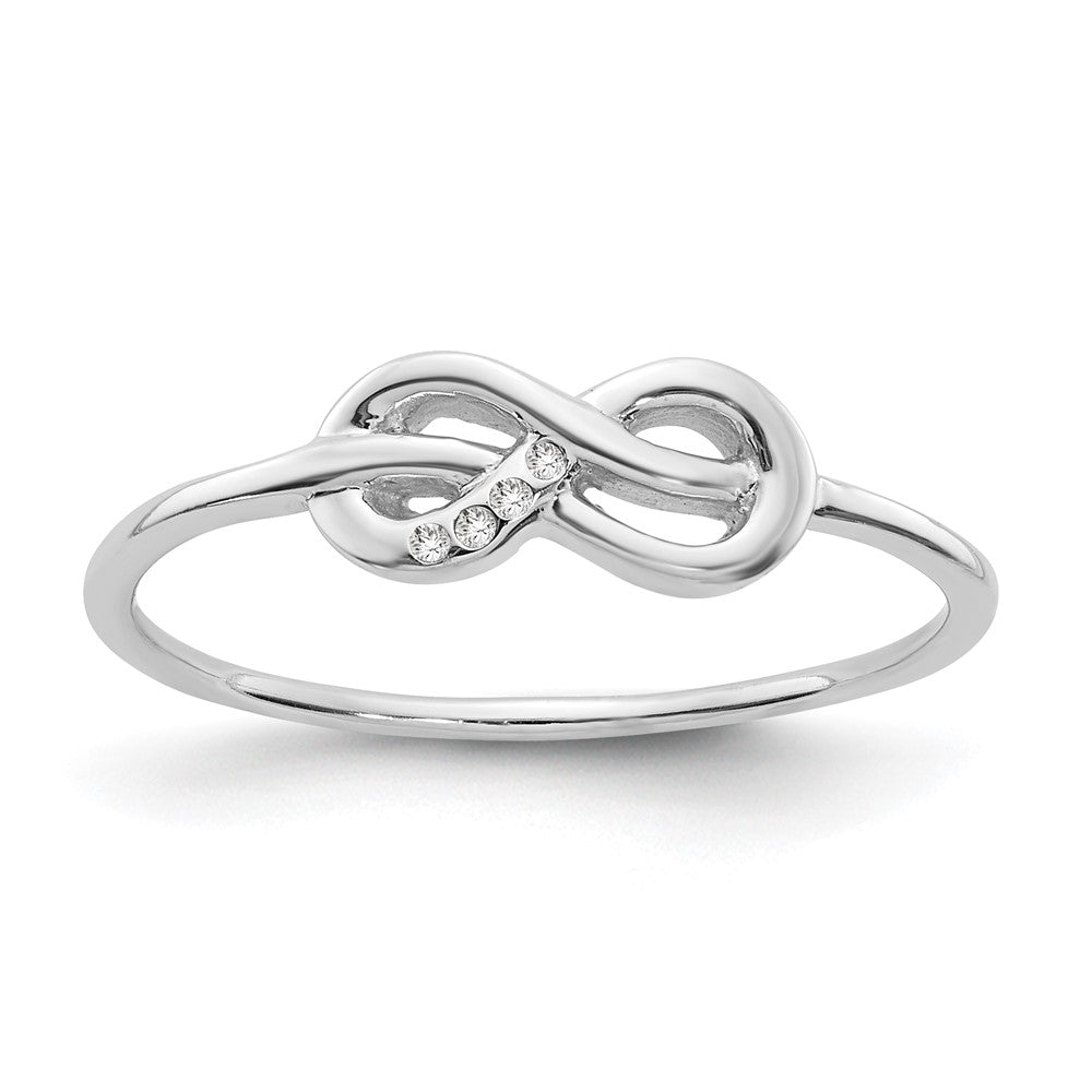 Sterlingsilber Weiß Eis Rhodiniert Diamant Unendlichkeit Ring