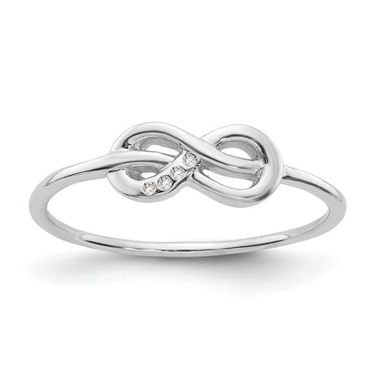 Sterlingsilber Weiß Eis Rhodiniert Diamant Unendlichkeit Ring