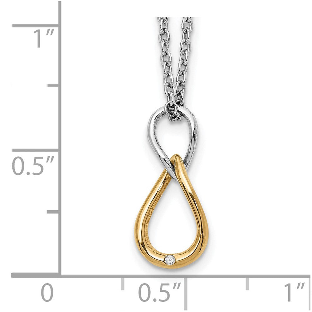 Sterlingsilber Weiß Eis Rhodiniert Goldfarben 18 Zoll Diamant Halskette mit 2 Verlängerung