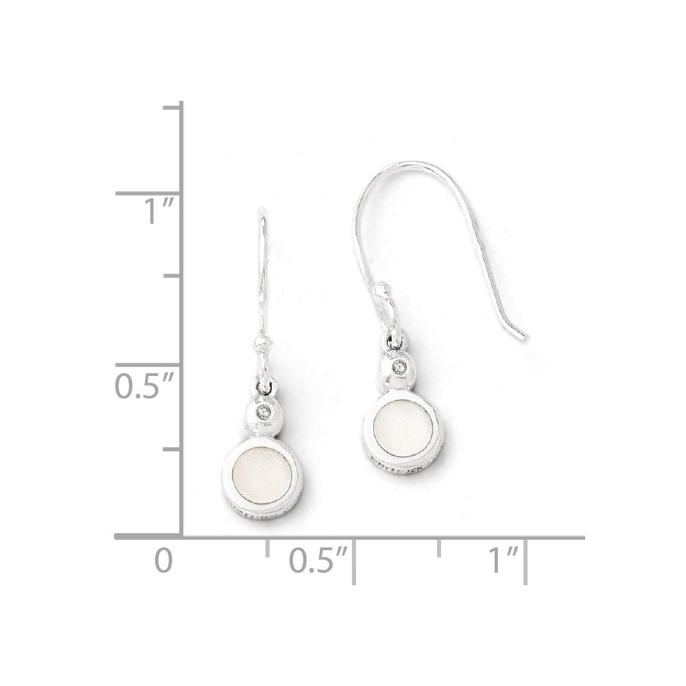 Sterlingsilber-Ohrhänger mit 0,01 ct. Diamant und Perlmutt, mit Schäferhaken