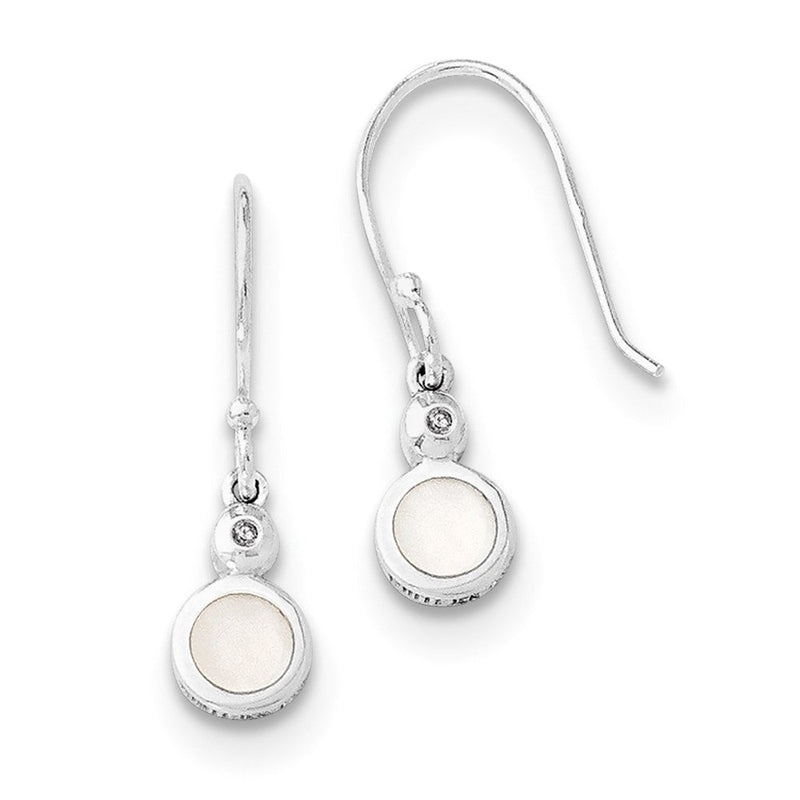 Sterlingsilber-Ohrhänger mit 0,01 ct. Diamant und Perlmutt, mit Schäferhaken