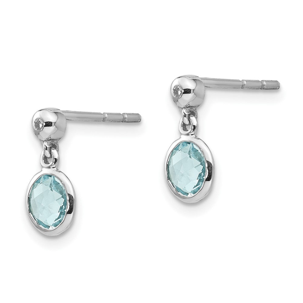 White Ice Tropfen-Ohrhänger aus rhodiniertem Sterlingsilber mit Blautopas und Diamant