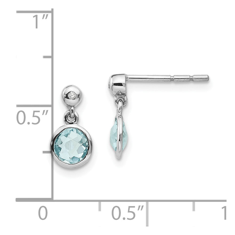 White Ice Tropfen-Ohrhänger aus rhodiniertem Sterlingsilber mit Blautopas und Diamant