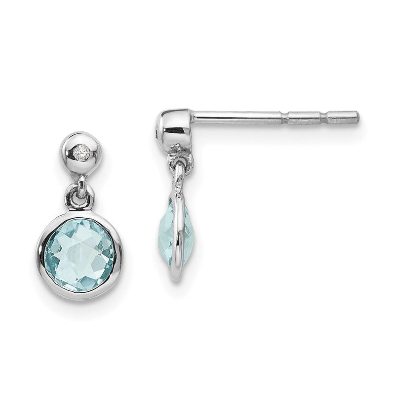 White Ice Tropfen-Ohrhänger aus rhodiniertem Sterlingsilber mit Blautopas und Diamant