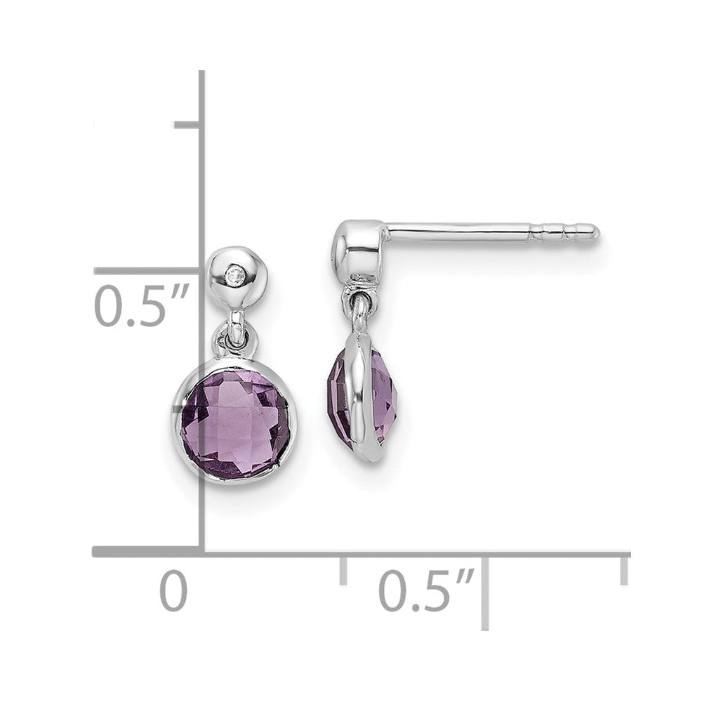 Sterlingsilber Rhodiniert Weiß Eis Diamant und Amethyst Ohrstecker