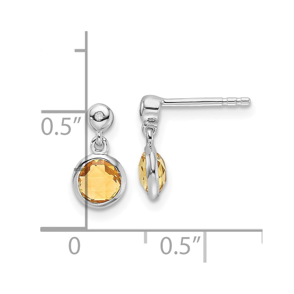 Sterlingsilber Rhodiniert Weiß Eis Diamant und Citrin Ohrstecker