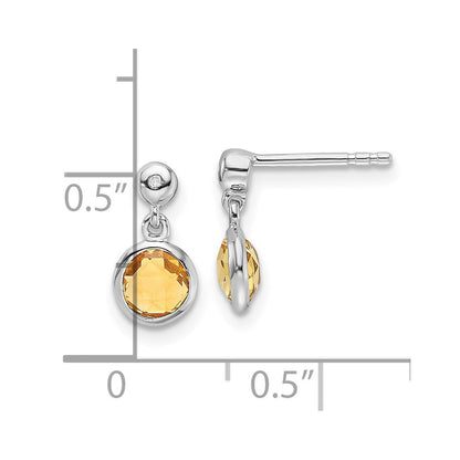 Sterlingsilber Rhodiniert Weiß Eis Diamant und Citrin Ohrstecker