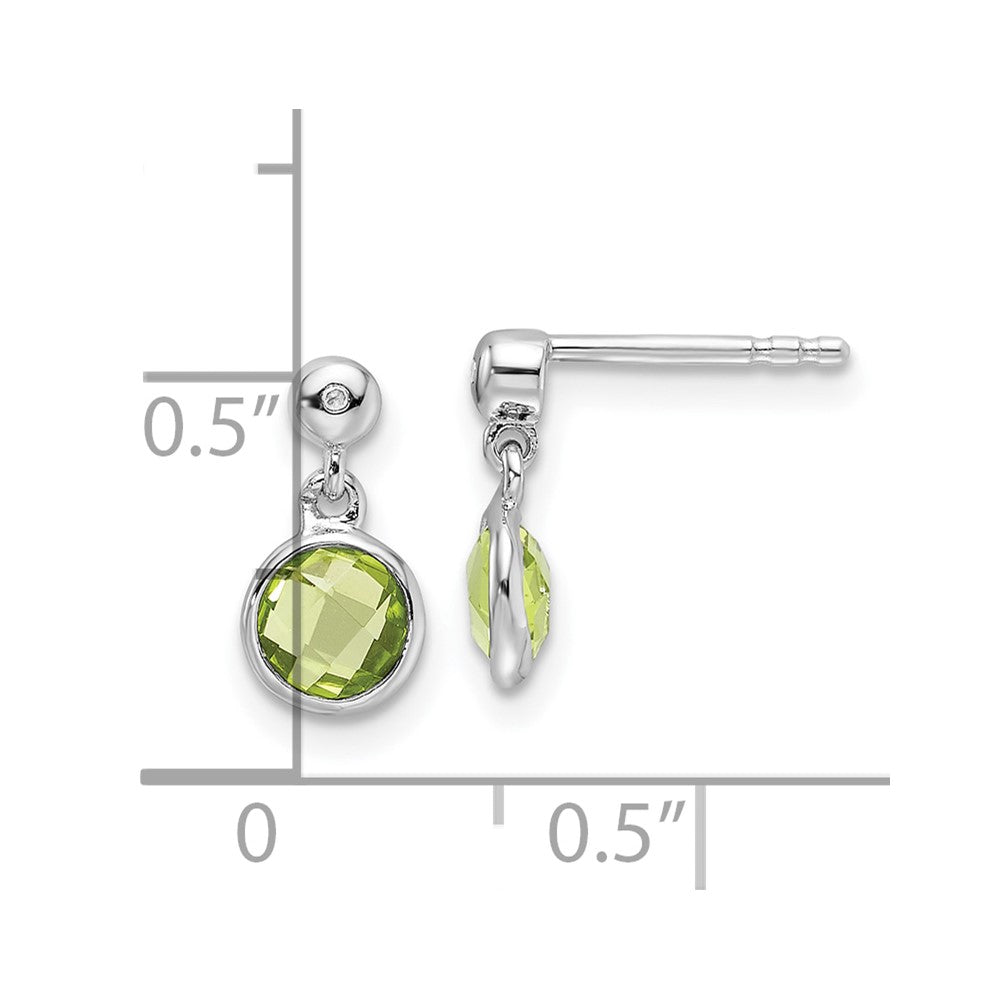Sterlingsilber Rhodiniert Weiß Eis Diamant und Peridot Ohrstecker
