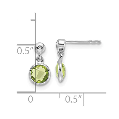 Sterlingsilber Rhodiniert Weiß Eis Diamant und Peridot Ohrstecker