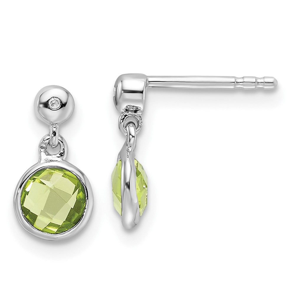 Sterlingsilber Rhodiniert Weiß Eis Diamant und Peridot Ohrstecker
