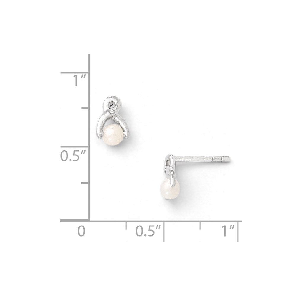 Süßwasser-Zuchtperlen- und Diamant-Ohrstecker aus Sterlingsilber