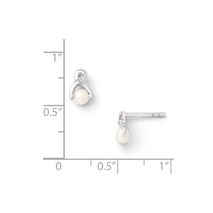 Süßwasser-Zuchtperlen- und Diamant-Ohrstecker aus Sterlingsilber
