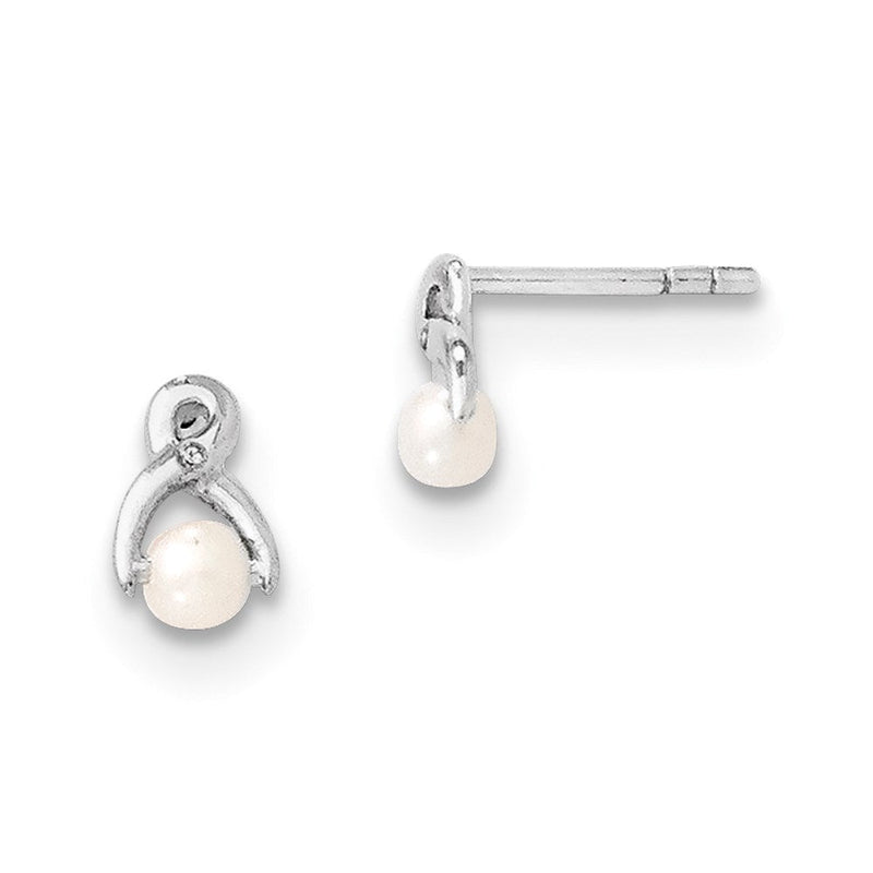 Süßwasser-Zuchtperlen- und Diamant-Ohrstecker aus Sterlingsilber