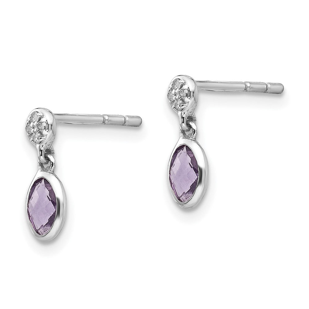 White Ice Ohrhänger aus rhodiniertem Sterlingsilber mit Amethyst und Diamant und Steckverschluss