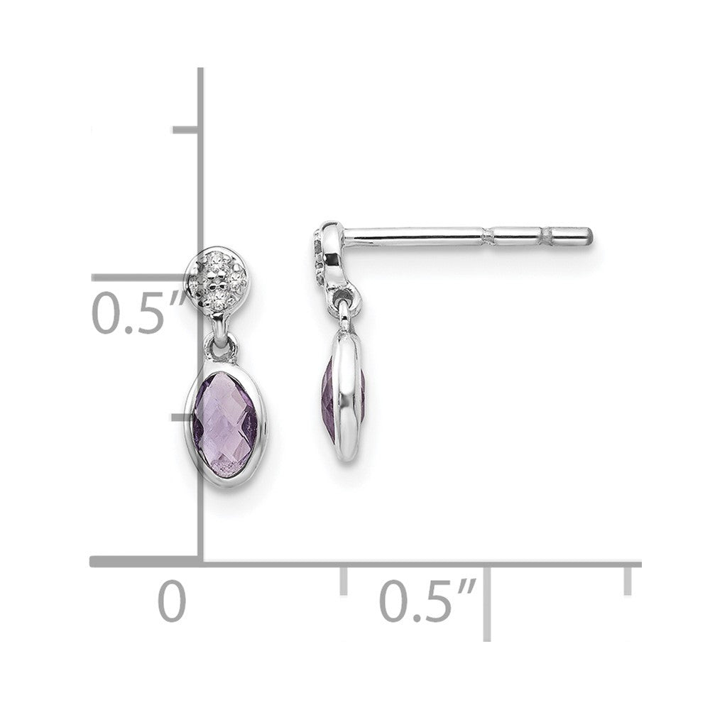 White Ice Ohrhänger aus rhodiniertem Sterlingsilber mit Amethyst und Diamant und Steckverschluss