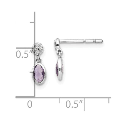 White Ice Ohrhänger aus rhodiniertem Sterlingsilber mit Amethyst und Diamant und Steckverschluss
