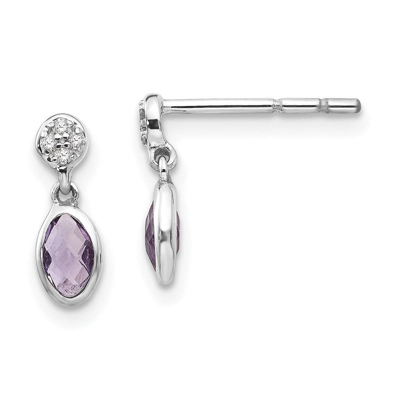 White Ice Ohrhänger aus rhodiniertem Sterlingsilber mit Amethyst und Diamant und Steckverschluss