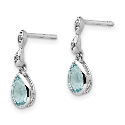 White Ice Sterlingsilber Ohrhänger, rhodiniert, mit Blautopas und Diamant in Tropfenform