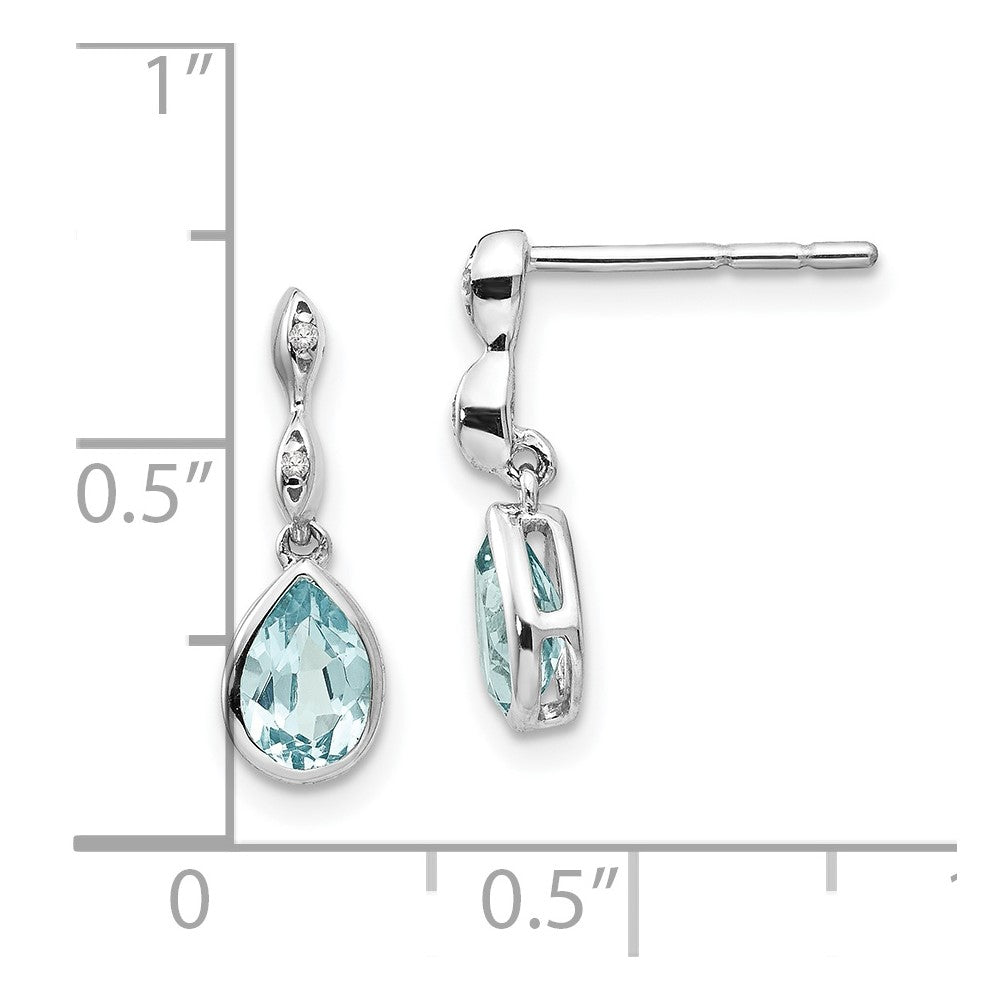White Ice Sterlingsilber Ohrhänger, rhodiniert, mit Blautopas und Diamant in Tropfenform