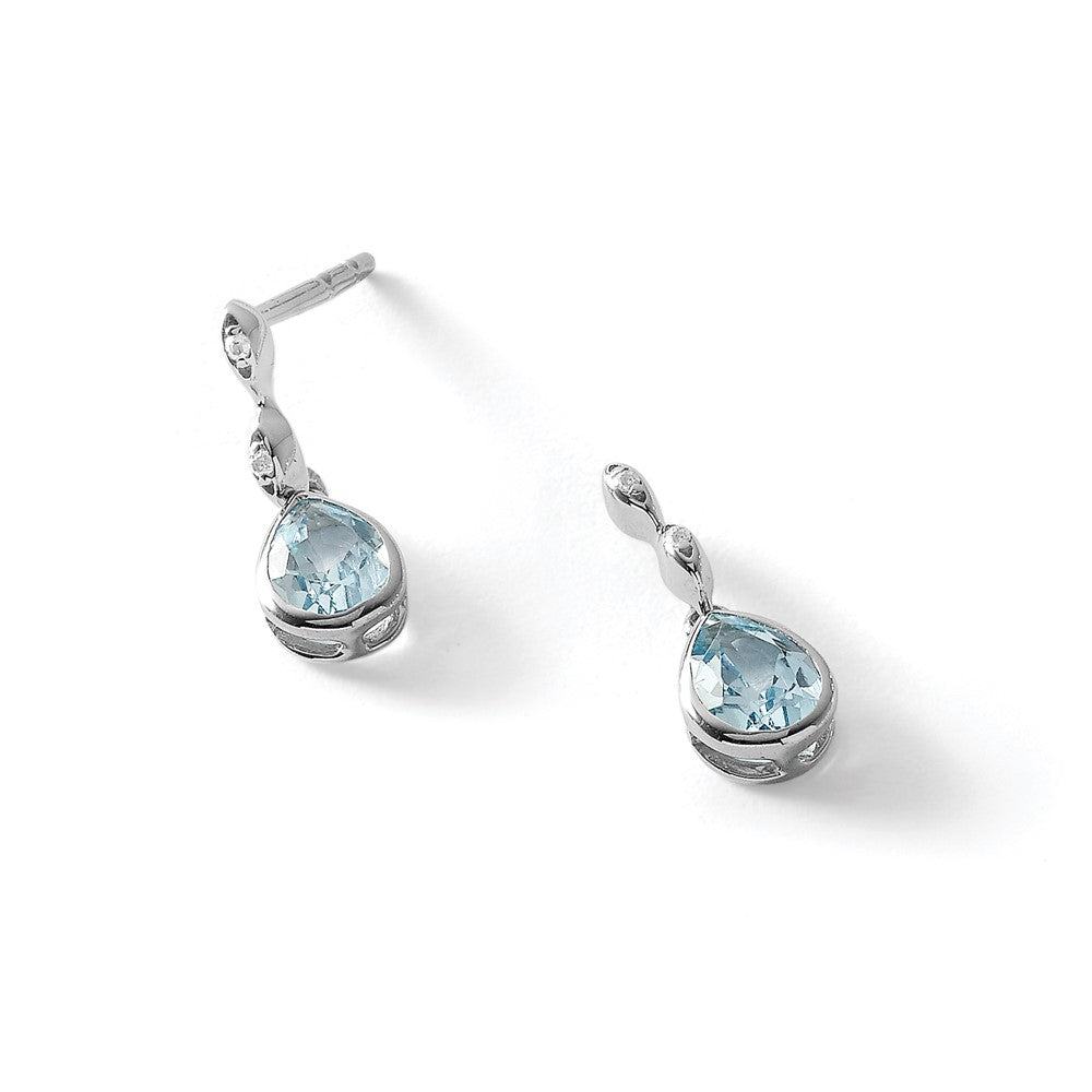 White Ice Sterlingsilber Ohrhänger, rhodiniert, mit Blautopas und Diamant in Tropfenform