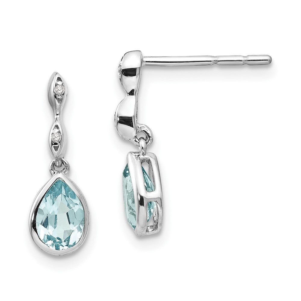 White Ice Sterlingsilber Ohrhänger, rhodiniert, mit Blautopas und Diamant in Tropfenform