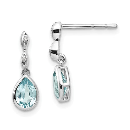 White Ice Sterlingsilber Ohrhänger, rhodiniert, mit Blautopas und Diamant in Tropfenform