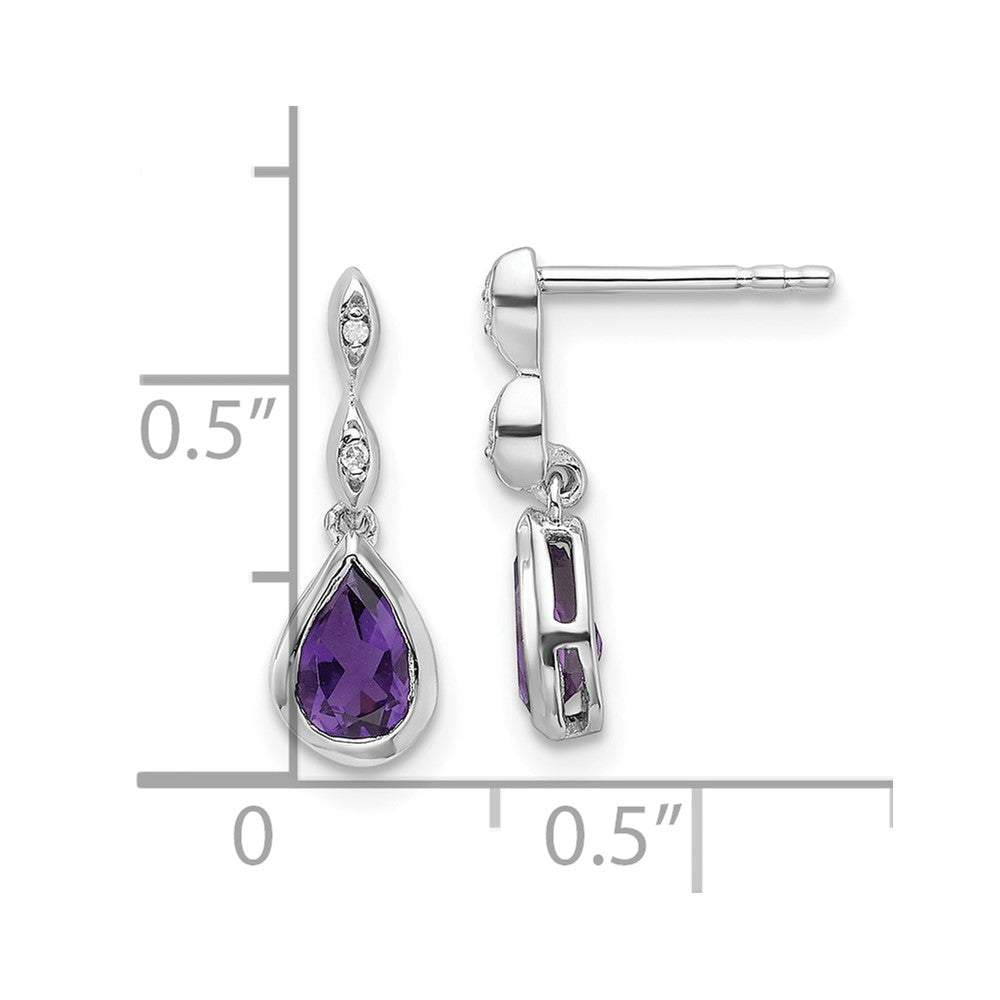 Sterlingsilber Rhodiniert Weiß Eis.01 Ct. Diamant und Amethyst Ohrstecker