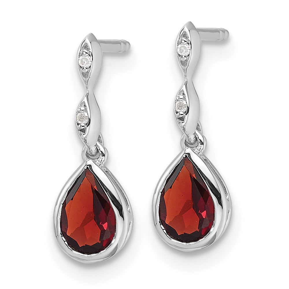 Sterlingsilber Rhodiniert Weiß Eis.01 Ct. Diamant und Granat Ohrstecker