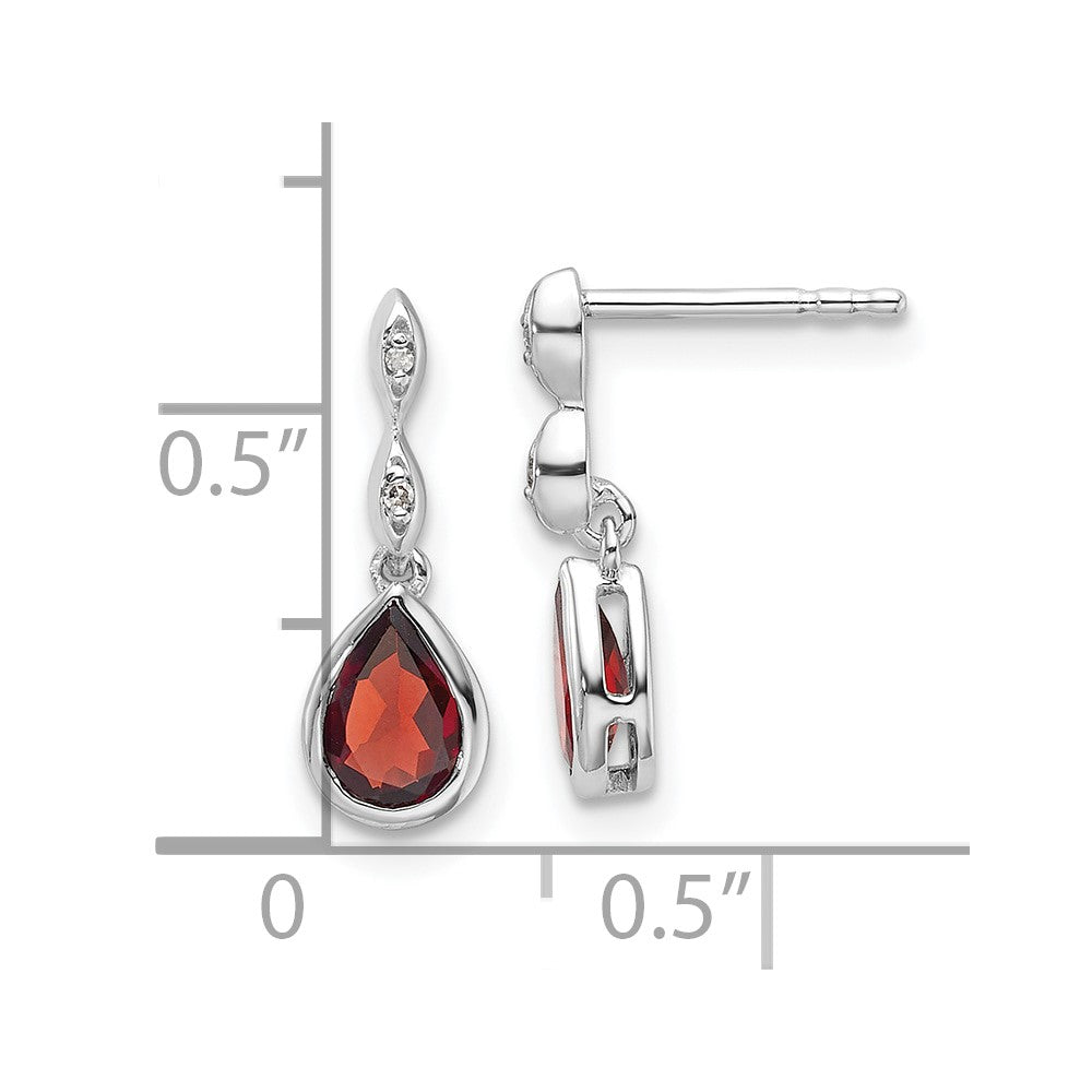Sterlingsilber Rhodiniert Weiß Eis.01 Ct. Diamant und Granat Ohrstecker