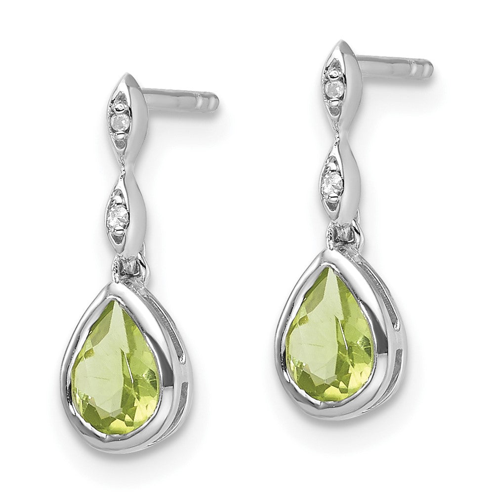 Sterlingsilber Rhodiniert Weiß Eis.01 Ct. Diamant und Peridot Ohrstecker