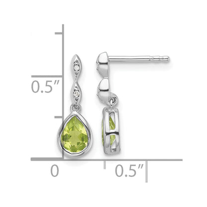 Sterlingsilber Rhodiniert Weiß Eis.01 Ct. Diamant und Peridot Ohrstecker