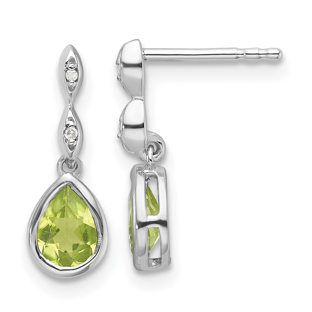 Sterlingsilber Rhodiniert Weiß Eis.01 Ct. Diamant und Peridot Ohrstecker