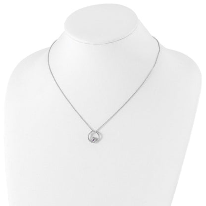 Sterlingsilber Rhodiniert Weiß Eis.05ct. Diamant. & Amethyst mit 2 Zoll Verlängerung Neckla