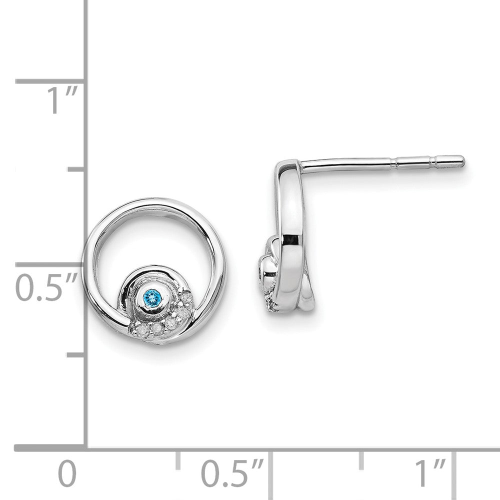 White Ice Sterlingsilber Ohrstecker rhodiniert mit Blautopas und Diamant