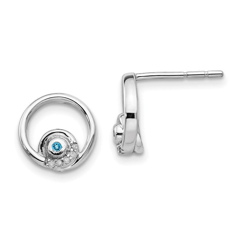 White Ice Sterlingsilber Ohrstecker rhodiniert mit Blautopas und Diamant