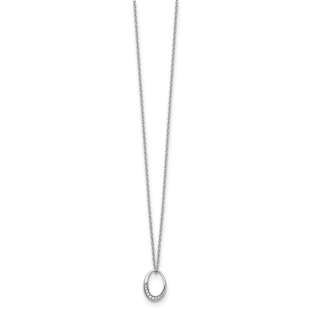 Sterlingsilber Weiß Eis Rhodiniert 18 Zoll Diamant Offen Oval Halskette mit 2 Verlängerung